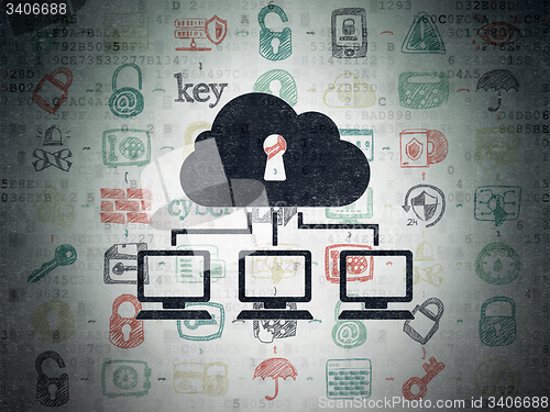 Image of Protection concept: Cloud Network on Digital Paper background