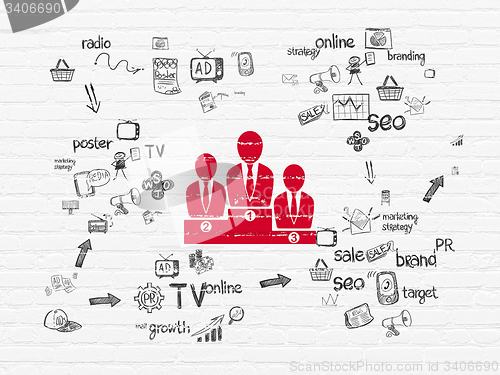 Image of Marketing concept: Business Team on wall background