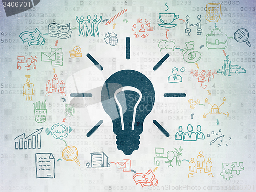 Image of Finance concept: Light Bulb on Digital Paper background