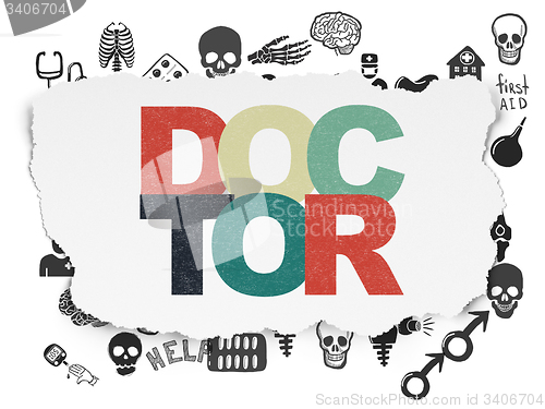 Image of Health concept: Doctor on Torn Paper background