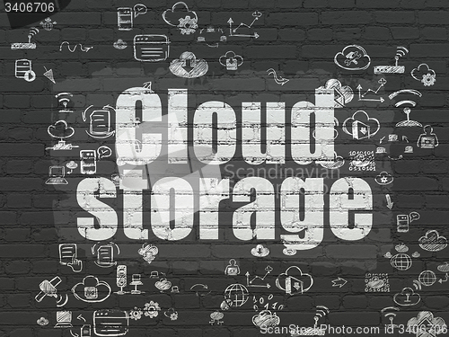 Image of Cloud networking concept: Cloud Storage on wall background