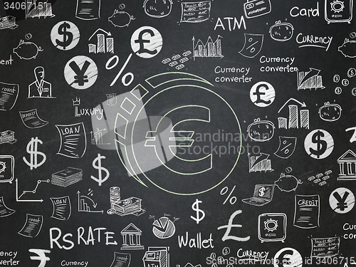 Image of Money concept: Euro Coin on School Board background