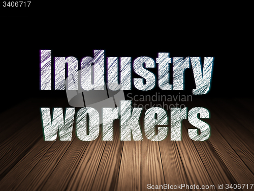 Image of Industry concept: Industry Workers in grunge dark room