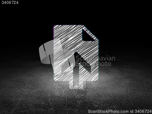 Image of Web development concept: Upload in grunge dark room