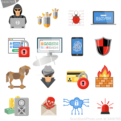 Image of Internet Security Flat Icon Set