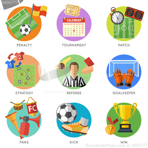 Image of Soccer Flat Icon Set