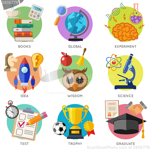 Image of Education Flat Icon Set
