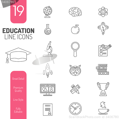 Image of Online Education Thin Lines Web Icon Set
