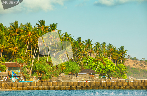 Image of Rock Wall protecting Candidasa Town on the Coast of Bali, Indone