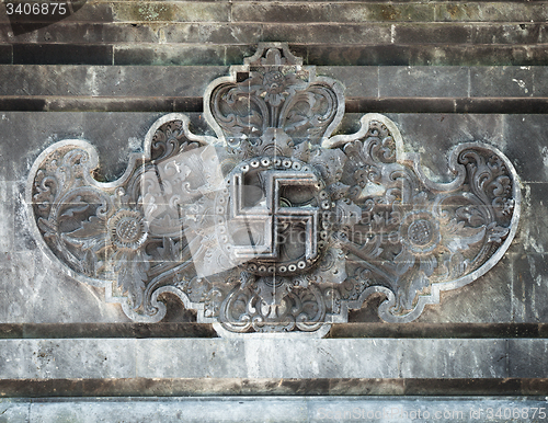 Image of Beautiful, Carved Relief inside Goa Lawah Temple in Bali, Indone