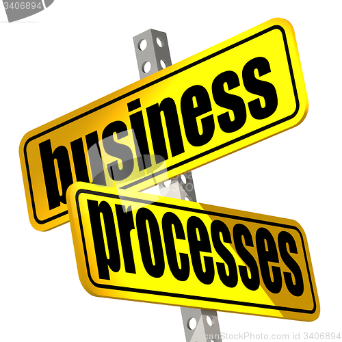 Image of Yellow road sign with business processes word