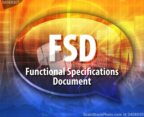 Image of FSD acronym definition speech bubble illustration