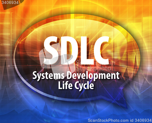 Image of SDLC acronym definition speech bubble illustration