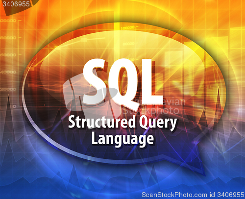 Image of SQL acronym definition speech bubble illustration