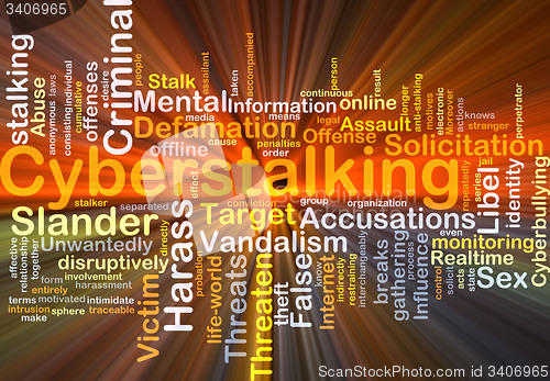 Image of Cyberstalking background concept glowing