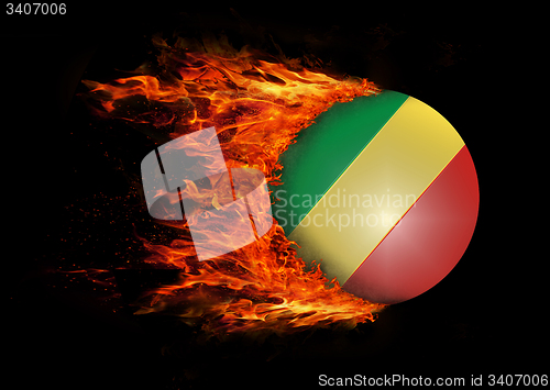 Image of Flag with a trail of fire - Congo