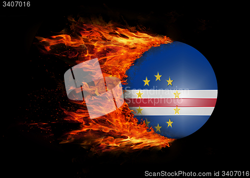 Image of Flag with a trail of fire - Cape Verde