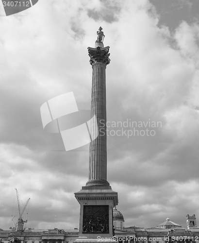 Image of Black and white Nelson Column in London