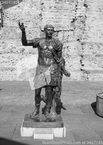 Image of Black and white Trajan statue in London