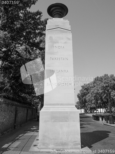 Image of Black and white Memorial Gates in London