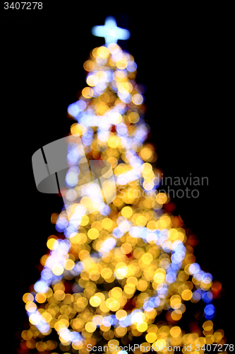 Image of christmas tree from color lights