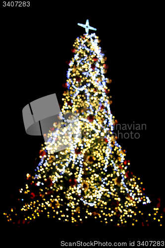 Image of christmas tree from color lights