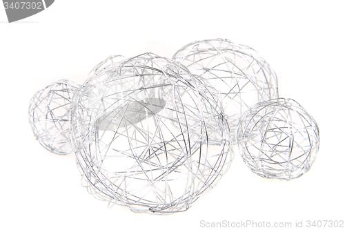 Image of white christmas balls from wire