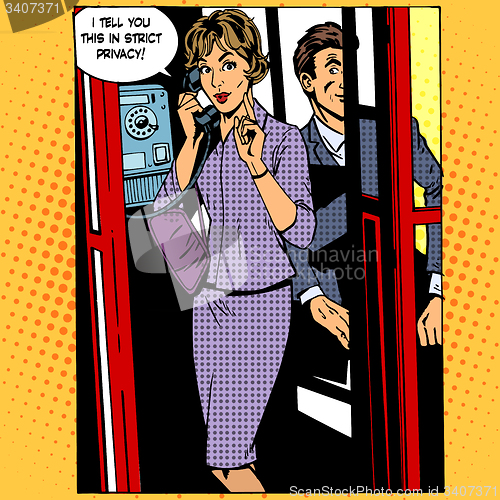Image of Privacy surveillance phone conversation woman