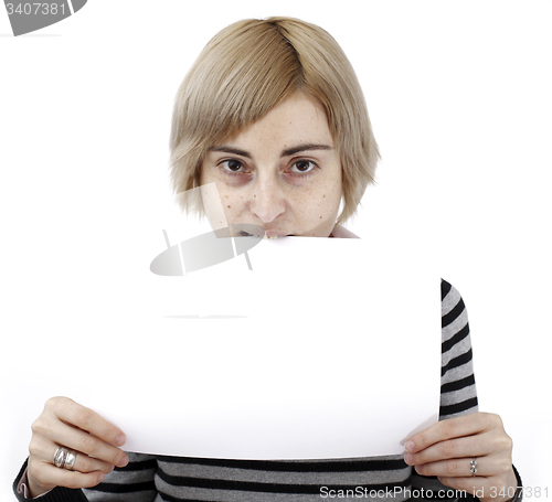 Image of Woman holding a paper