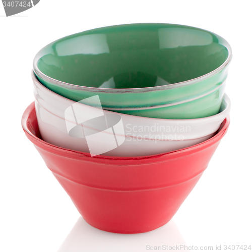 Image of Three colored bowls