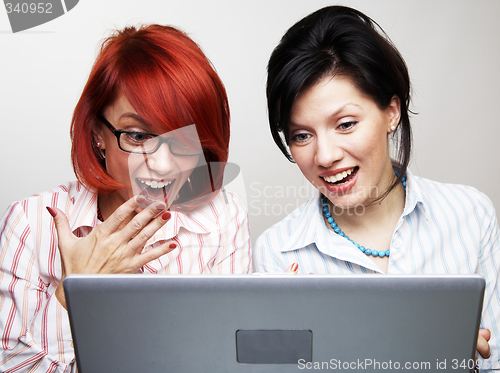 Image of Two businesswomen are very surprised