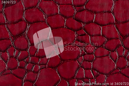 Image of Red leather texture closeup