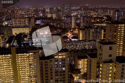 Image of Skyline of Singapore suburbs at night

