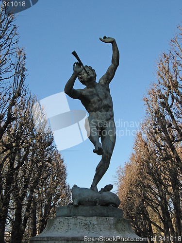 Image of Paris - flute player sculpture in the Luxembourk Park