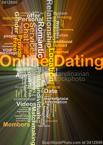 Image of Online dating background concept glowing