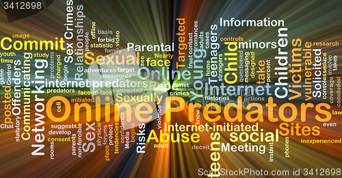 Image of Online predators background concept glowing