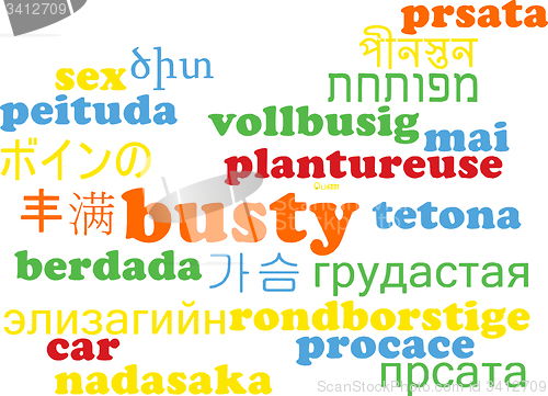 Image of Busty multilanguage wordcloud background concept