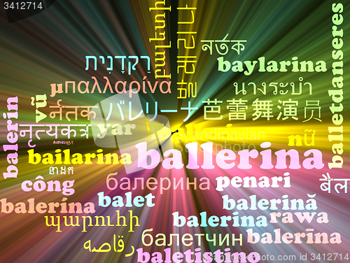 Image of Ballerina multilanguage wordcloud background concept glowing
