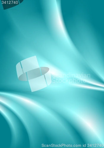 Image of Abstract cyan blue smooth vector wavy background
