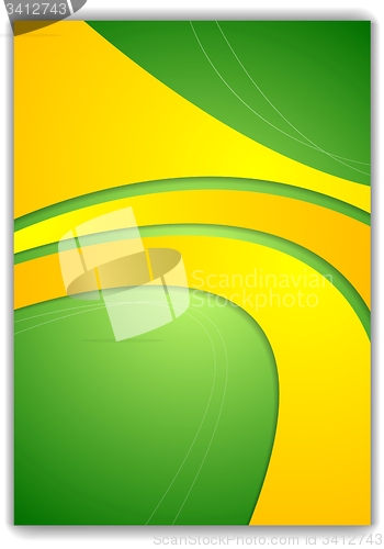 Image of Abstract green yellow wavy flyer design