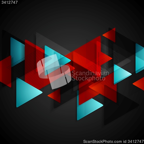 Image of Dark tech background with red blue triangles