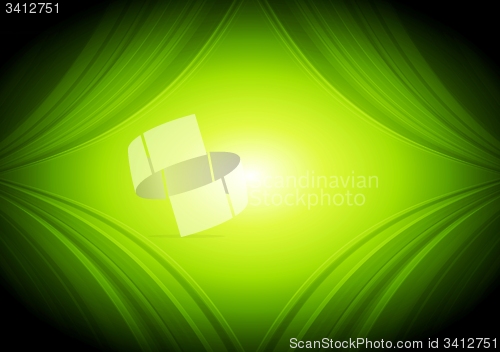 Image of Abstract vector green waves tech background