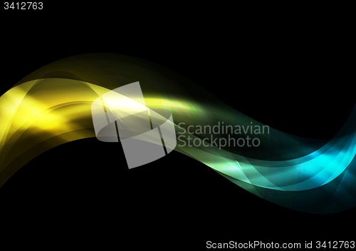 Image of Dark smooth iridescent vector waves background