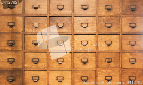 Image of Apothecary wood chest with drawers