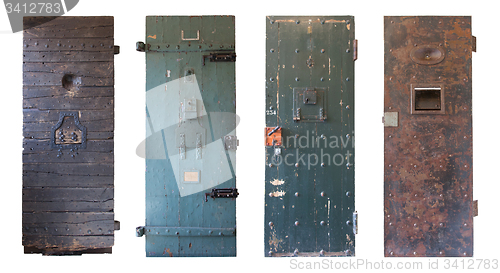 Image of Collection of four old prison doors