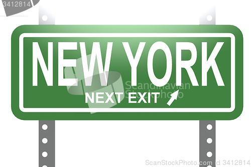 Image of New York green sign board isolated