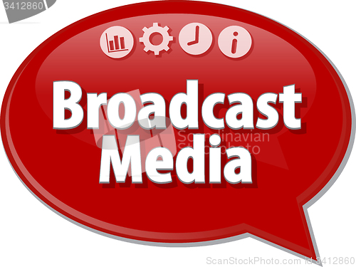 Image of Broadcast Media  Business term speech bubble illustration