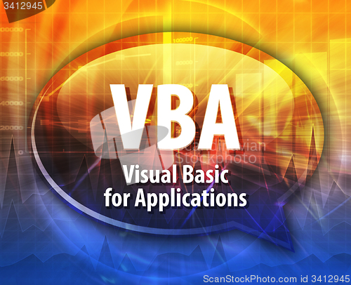 Image of VBA acronym definition speech bubble illustration