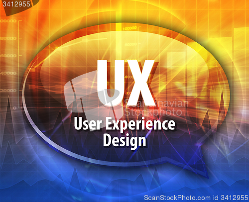 Image of UX acronym definition speech bubble illustration