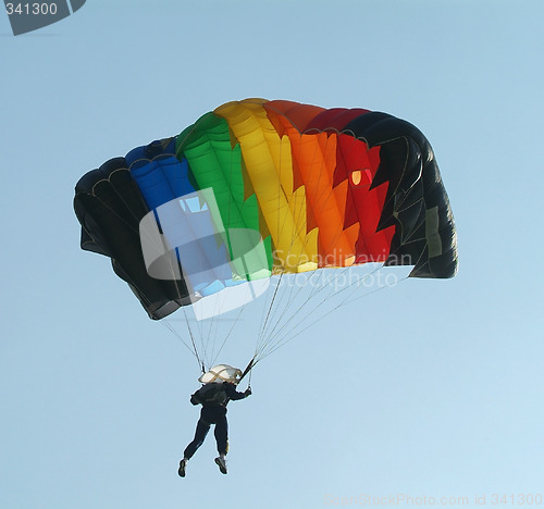 Image of Parachutist with colourful parachute